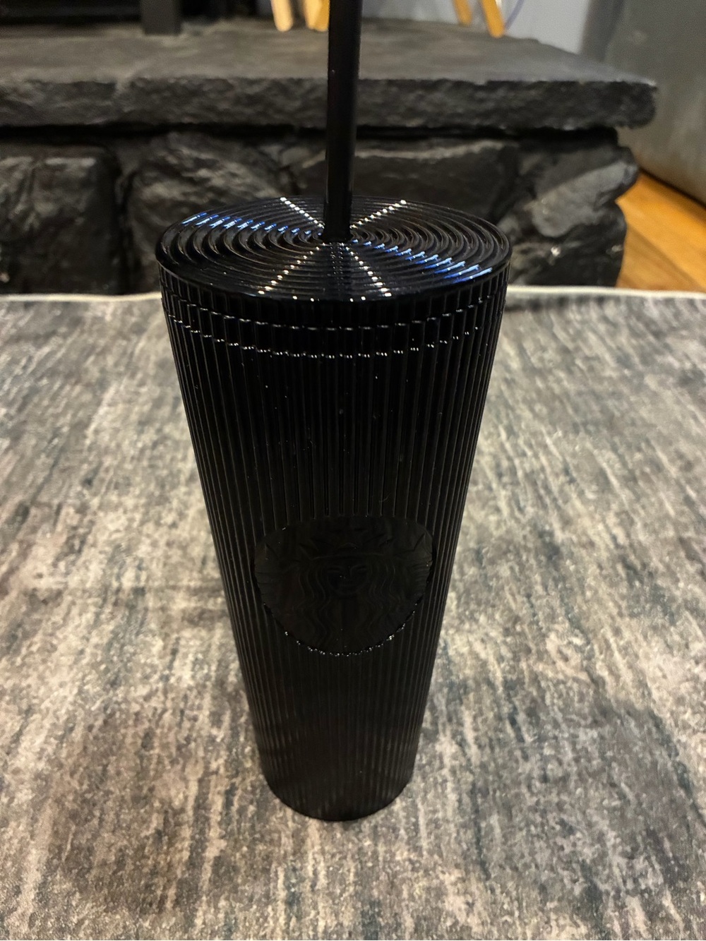 Starbucks Matte Black Ribbed Cold Cup with Straw